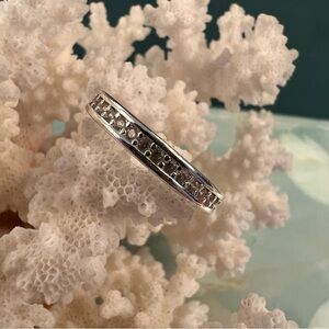 Silver Eternity Ring with Simulated Diamonds